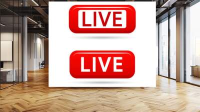 Live streaming vector signs isolated on white. Live TV broadcasting. Live video streaming vector icon. Wall mural