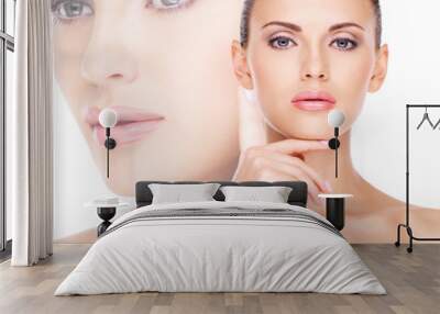 Beautiful   face of the young pretty woman with fresh skin Wall mural