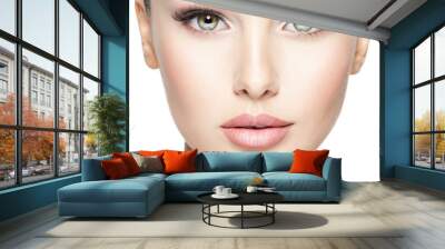 Beautiful face of young woman with  health fresh skin Wall mural