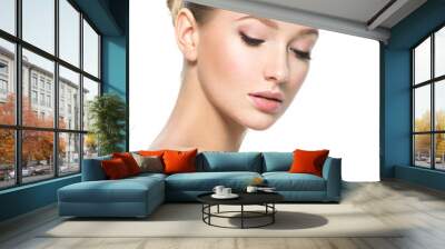 Beautiful face of young woman with perfect health fresh skin Wall mural