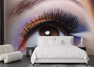 female eye with fashion saturated make-up Wall mural