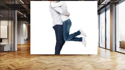 Full portrait of happy couple isolated on white Wall mural