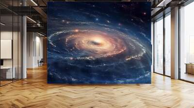 Galaxy in space, computer generated abstract background, 3D render. Galaxy and nebula in deep space. Cosmic spiral galaxy for wallpaper, desktop, poster, cover booklet. Illustration for design Wall mural