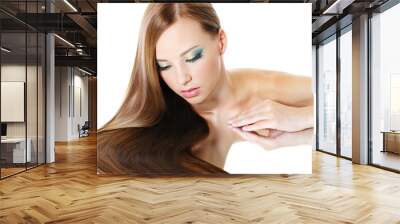 Girl with healthy long hair Wall mural