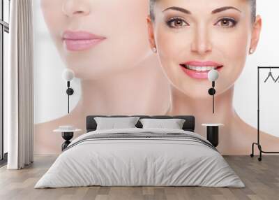 Model face of beautiful smiling woman Wall mural