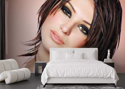 Portrait of a beautiful woman with creative hairstyle. Wall mural