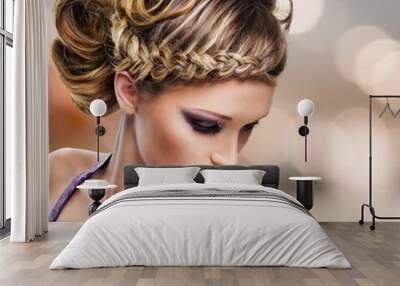 portrait of beautiful woman with  hairstyle Wall mural