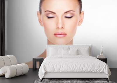 portrait of the beautiful woman's face with closed eye Wall mural