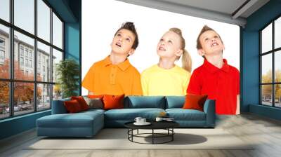 Portrait of the happy children looking up Wall mural