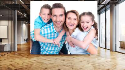 portrait of the happy european family with children Wall mural