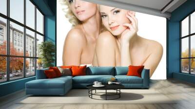 Sensuality faces of two beautiful young women Wall mural