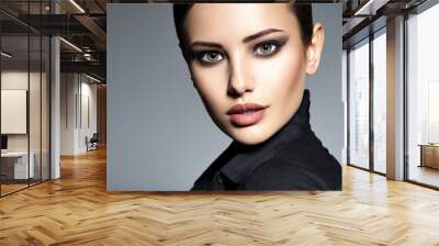 Woman makeup beautiful portrait face hairstyle fashion short Wall mural