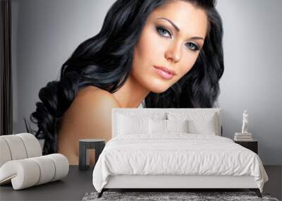 Woman with beauty long hair Wall mural