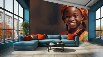 African girl illustration by generative AI Wall mural