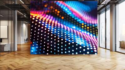 close up of an LED screen showing colorful dots, generative AI Wall mural