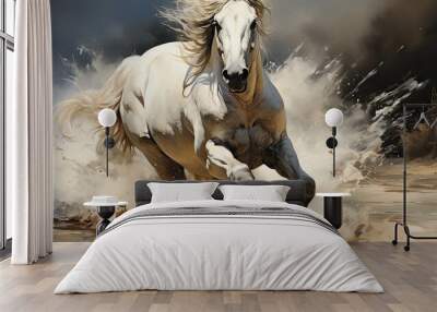 illustration of horse are running, generative AI Wall mural