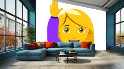 Raising hand woman emoji Wall mural