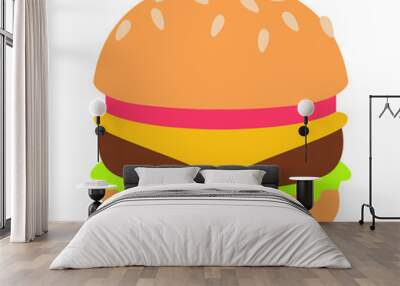 Vector emoji hamburger Wall mural