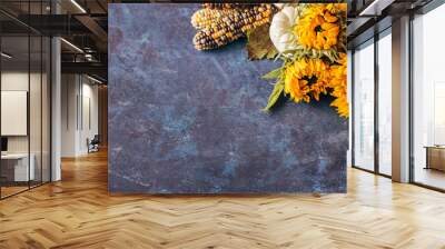 Autumn background with festive decoration and copyspace. Wall mural