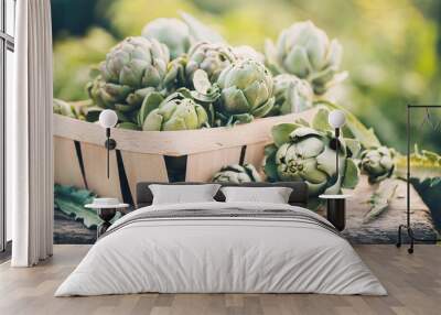 Freshly harvested artichokes in a garden Wall mural