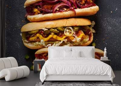 homemade hot dogs Wall mural