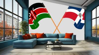 Crossed and waving flags of Kenya and Dominican Republic Wall mural