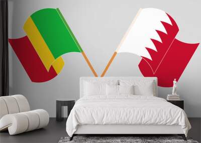 Crossed and waving flags of Mali and Bahrain Wall mural