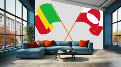 Crossed and waving flags of Mali and Greenland Wall mural