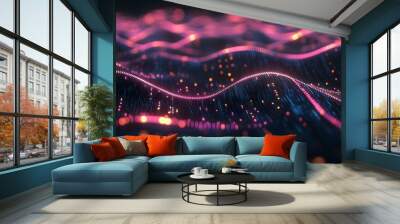 abstract wave technology background with blue light digital effect corporate concept Wall mural