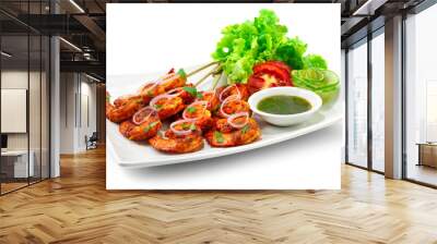 tandoori shrimps grilled skewers served mint sauce is a classic indian Wall mural