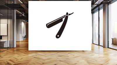 Barber straight razor icon Wall mural