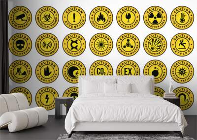 Warning hazard symbol set vector illustration Wall mural