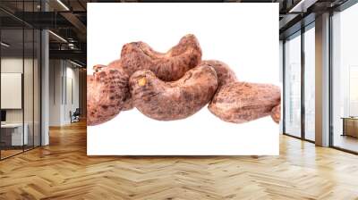 Cashew nuts in shell isolated on white background. Roasted and salted cashew nuts. Clipping path. Wall mural