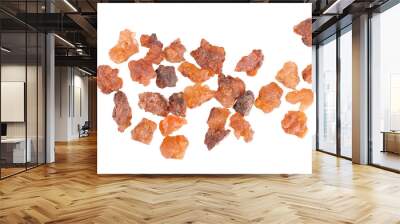 Myrrh resin isolated on white background. Pile of natural Commiphora myrrha. Sweet Myrrh Opoponax. Incense. Top view. Wall mural