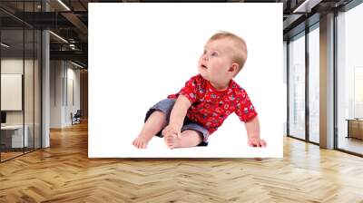 Small baby boy. Isolated on white background Wall mural