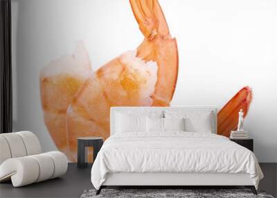 Two red cooked prawn or tiger shrimp isolated on white background Wall mural