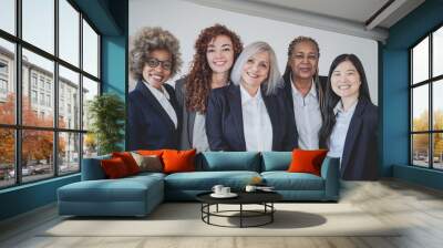 Multiracial business women working inside bank office - Focus on caucasian senior female face Wall mural