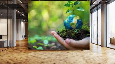 Sustainable Future: Protecting Our Planet, One Step at a Time. Environmental protection, recycling, zero waste lifestyle, renewable energy sources, the fight against climate change,Earth Day,COP26.AI Wall mural