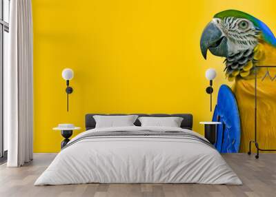 3d illustration of Scarlet Macaw Parrot on yellow background  Wall mural