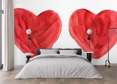 Two Red Hearts Made of Plasticine Wall mural