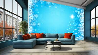 Christmas background greeting card with snowflakes Wall mural