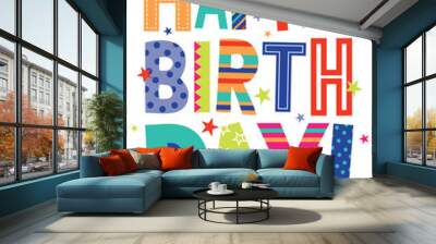 colorful birthday greeting card design Wall mural