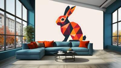 Minimalist Rabbit Badge A Geometric Abstraction with Bold Symmetry and Contemporary Appeal Wall mural