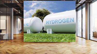 Hydrogen energy storage gas tank for clean electricity solar. Wall mural