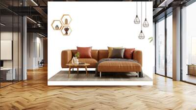 leather sofa unit on transparent background- 3d rendering Wall mural