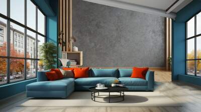 Living room with green armchair on empty dark concrete wall background.3d rendering Wall mural