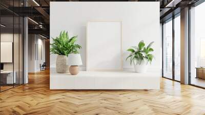 Mockup frame on cabinet in living room interior,Scandinavian style. Wall mural