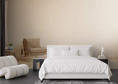 Modern minimalist interior with an armchair on empty cream color wall background. Wall mural