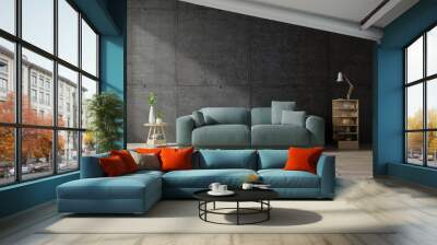 Sofa on the in modern living room the concrete wall. Wall mural