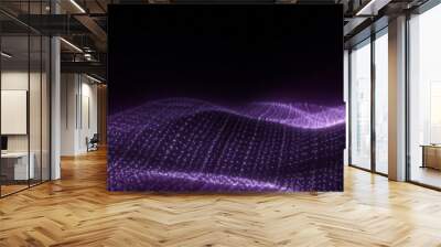 Abstract digital particle wave and lights background, Digital particle cyber or technology background Wall mural